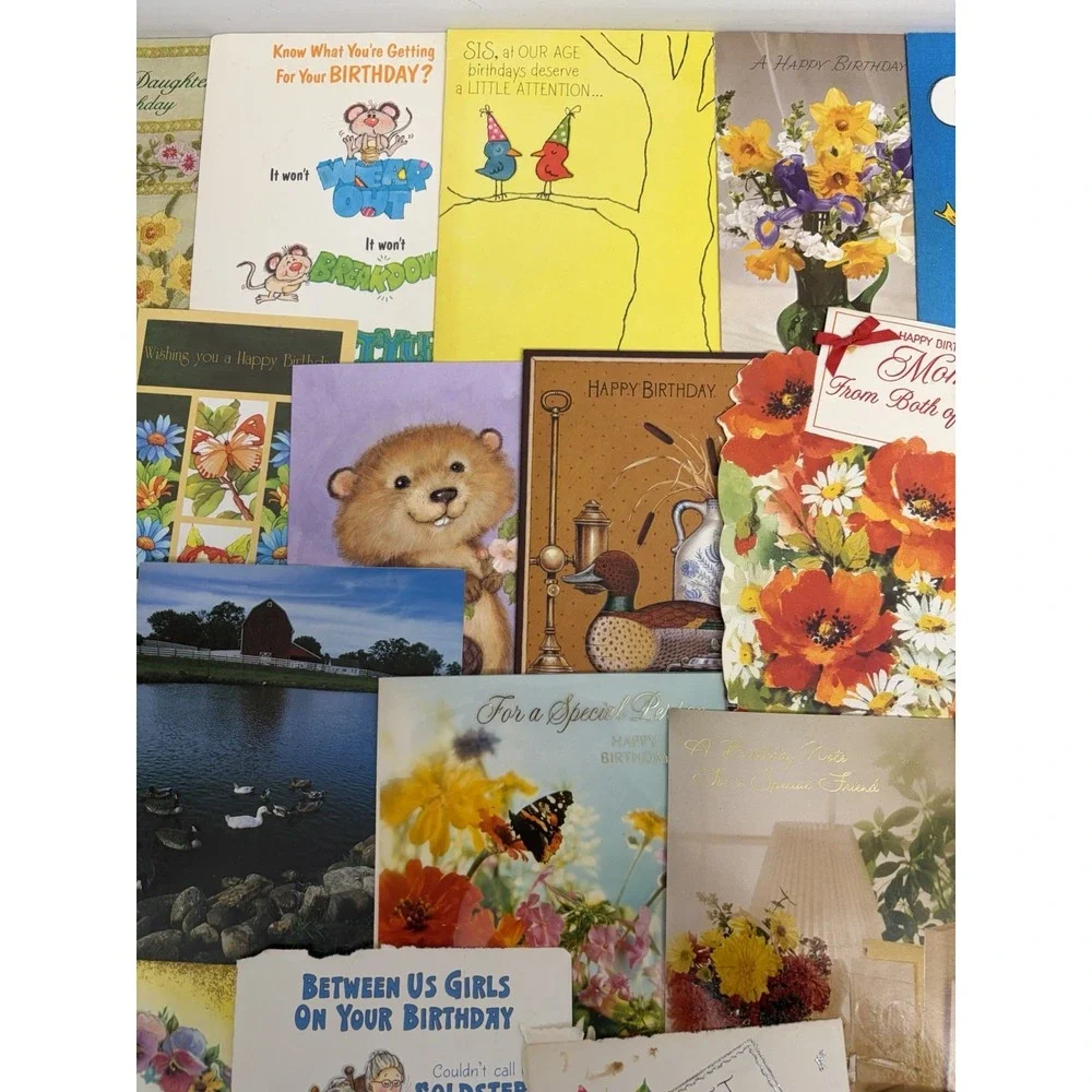Vintage Birthday Cards Some Fronts ONLY Scrapbooking Crafts Decoupage Lot of 50+